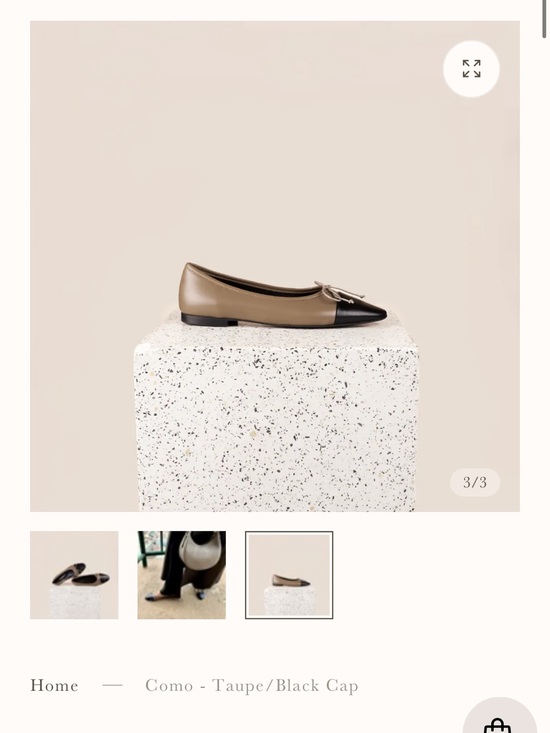 A. Soliani Shoes - A. Soliani Taupe and Black Cap Toe Ballet Flat